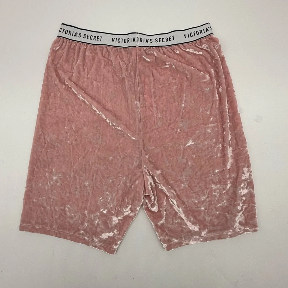Victorias Secret Top Shorts Womens Pink Crushed Velvet Crop Sleep Set🩷BNWT🩷 - Picture 13 of 16